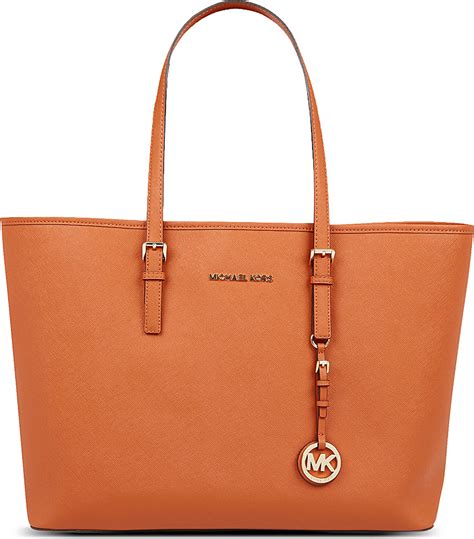 michael kors burnt orange tote 1 foot by 1.5 foot|Michael Kors ladies orange totes.